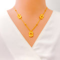 Lavish Twinkling 21k Gold Alluring Necklace Set 