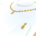 Imperial Glowing 22k Gold CZ Sleek Lined Necklace Set 