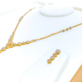 Modish Fancy 22k Gold Floral CZ Necklace Set 