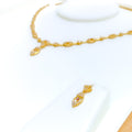 Special Embellished Marquise Triangle 22k Gold CZ Necklace Set 