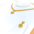 Distinct Trendy Motif 22k Gold CZ Necklace Set 