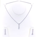 Sleek 18k White Gold + Diamond Pendant Set