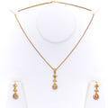 Classy Leaf Adorned Diamond + 18k Gold  Pendant Set