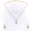 Dainty Open Drop Diamond 18k Gold Pendant Set