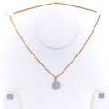 Square Cushion Diamond + 18k Gold Pendant Set