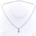 Petite White Gold Diamond + 18k Gold Cross Pendant