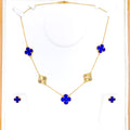 Bold Deep Blue 21K Gold Necklace Set 