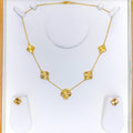 Reflective Floral 21K Gold Necklace Set