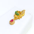 Decorative Leaf Accented 22k Gold CZ Pendant Set 