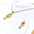 Beautiful Floral Peacock 22k Gold CZ Pendant Set 