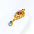 Detailed Delicate Peacock 22k Gold CZ Pendant Set 