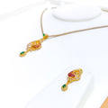 Majestic Modern 22k Gold CZ Peacock Pendant Set 