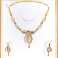 Multi Tone Netted Leaf 22k Gold Necklace Set