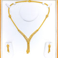 Charming Leaf 22k Gold Hanging Chain Necklace Set