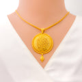 Extravagant Checkered Dome 22k Gold Pendant Set 