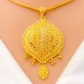 Intricate Heirloom 22k Gold Tasseled Pendant Set 