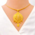 Intricate Heirloom 22k Gold Tasseled Pendant Set 