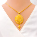 Royal Lustrous 22k Gold Oval Pendant Set