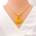 Impeccable Dangling Flower 22k Gold Pendant Set