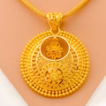 Impeccable Dangling Flower 22k Gold Pendant Set