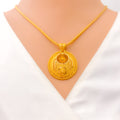 Impeccable Dangling Flower 22k Gold Pendant Set