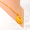 Impeccable Dangling Flower 22k Gold Pendant Set