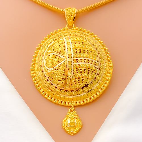 Regal Gleaming 22k Gold Domed Pendant Set