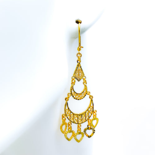 Dazzling Bespoke 21k Gold Hanging Earrings 