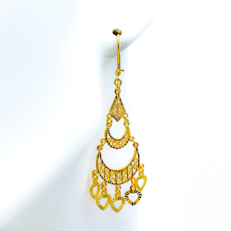 Dazzling Bespoke 21k Gold Hanging Earrings 