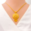 Delightful Detailed Floral 22k Gold Pendant Set