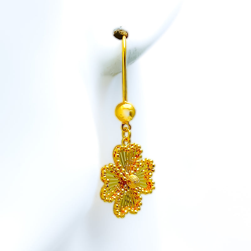 Trendy Fashionable 21k Gold Hanging Earrings 