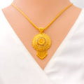 Delightful Detailed Floral 22k Gold Pendant Set