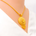 Delightful Detailed Floral 22k Gold Pendant Set