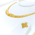 Dazzling Netted Flower 22K Gold Necklace Set