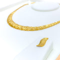 Magnificent Tapered 22K Gold Leaf Necklace Set