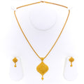 Imperial Leaf Accented 22k Gold Pendant Set 