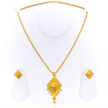 Lavish Twinkling Striped 22k Gold Pendant Set 