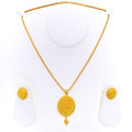 Royal Lustrous 22k Gold Oval Pendant Set 