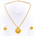 Impeccable Dangling Flower 22k Gold Pendant Set 