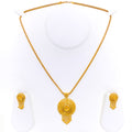 Delightful Detailed Floral 22k Gold Pendant Set 