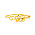 Artistic Vine 22k Gold Silk-Finish Bangle Bracelet