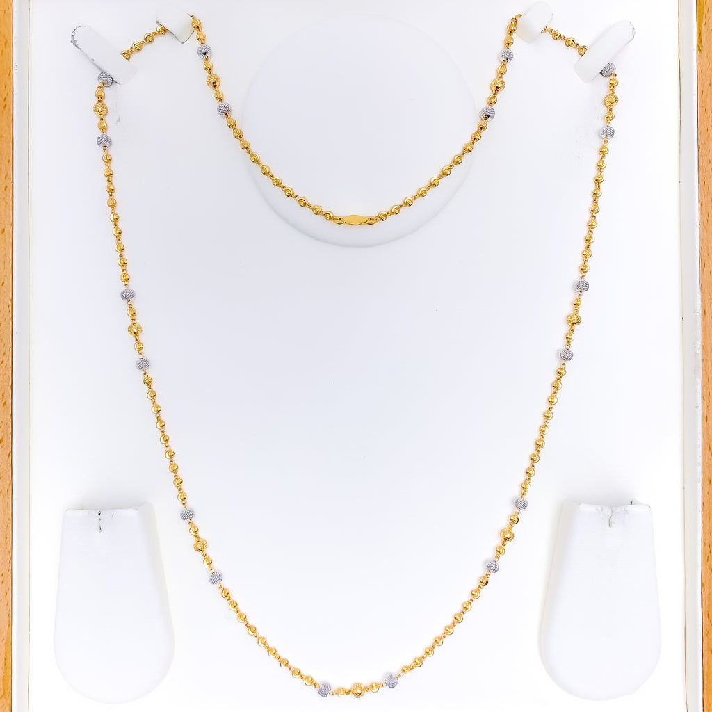 Sparkling Two-Tone 22k Gold Long Orb Chain - 26