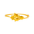 Glimmering High-Gloss 22k Gold Floral Bangle Bracelet