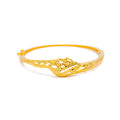 Distinctive Embellished 22k Gold Wavy Bangle Bracelet