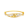 Luminescent Two-Tone 22k Gold Floral Bangle Bracelet