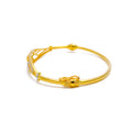 Luminescent Two-Tone 22k Gold Floral Bangle Bracelet