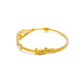 Luminescent Two-Tone 22k Gold Floral Bangle Bracelet