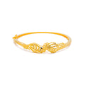 Charming Faceted 22k Gold Motif Bangle Bracelet