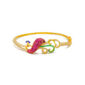 dazzling-peacock-22k-gold-cz-bangle-bracelet