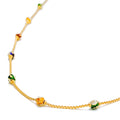 Colored Meenakari 22k Gold Long Handmade Chain - 26"